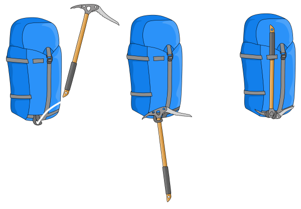 attach ice axe to bag