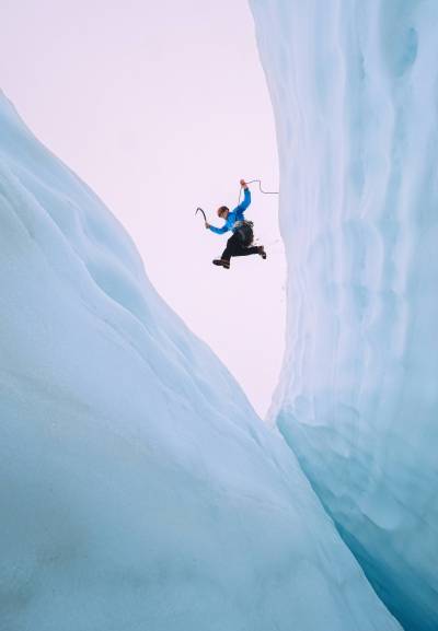 jumping over crevasse