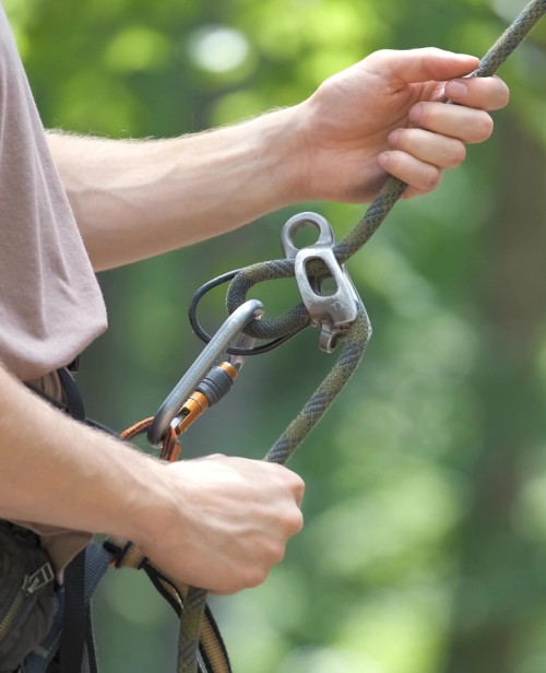 belaying with an ATC for top rope climbing