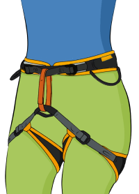 Woman wearing a climbing harness
