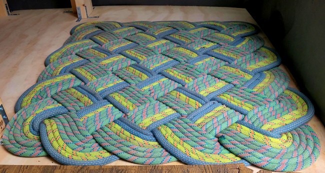 rope rug made from old climbing rope