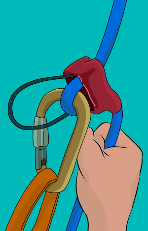 Rock climbing belaying lock off rope