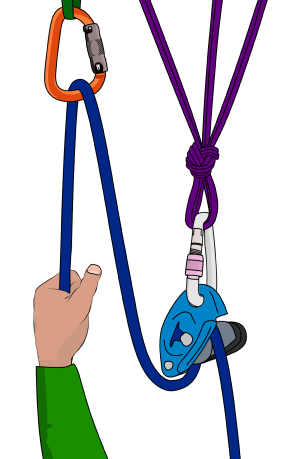 Belaying in guide mode with a grigri