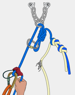 rappel with damaged rope
