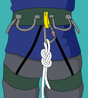 How to attach a haul rope to the back of harness