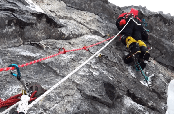 Eiger north face aid climbing