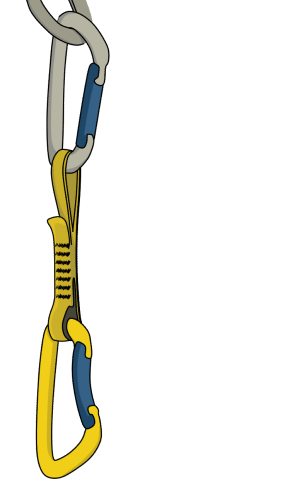 Leading climbing a sport route quickdraws