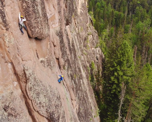 Multi pitch sport climbing