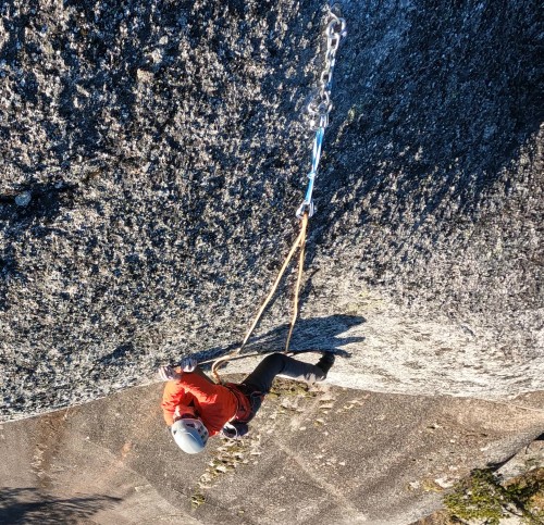 Sport climber on top rope