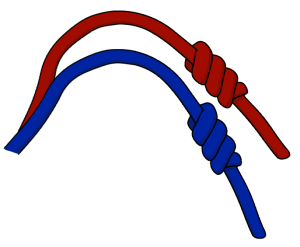 Tie knots in the end of climbing ropes for rappelling