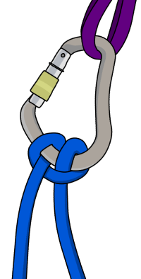 clovehitch on carabiner rock climbing