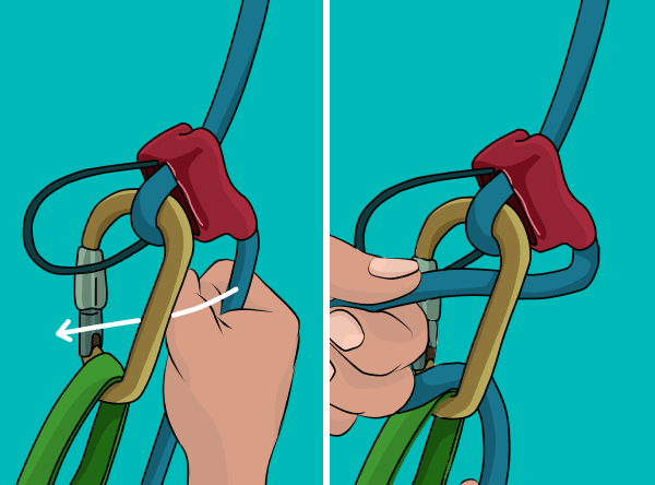 Climbers tie-off belay device